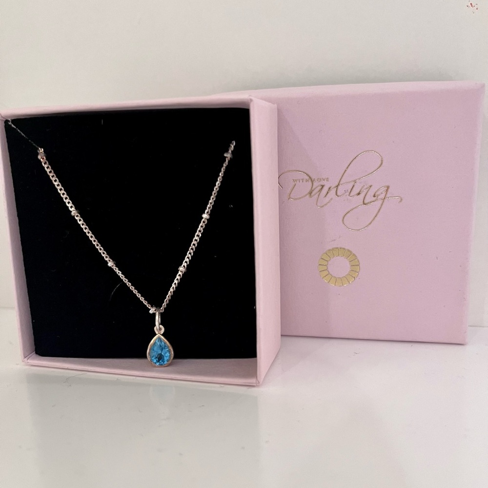 Aqua Droplet Pendant Necklace